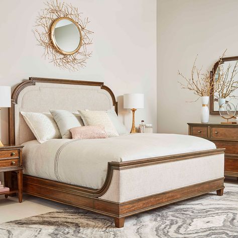 Newel Upholstered Bed Upholstered Bedroom, King Upholstered Bed, Queen Upholstered Bed, Casa Country, Upholstered Panel Bed, Bedroom Panel, Queen Bedroom, Upholstered Panels, Upholstered Bed