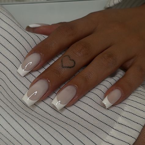 white on white 🤍 - - - #buildergel #gelnails #nails #nailsofinstagram #frenchtip White On White Nails French, White On White Nails, White Nails French, Oval Acrylic Nails, White French Tip, Nails French, White On White, White French, French Nails