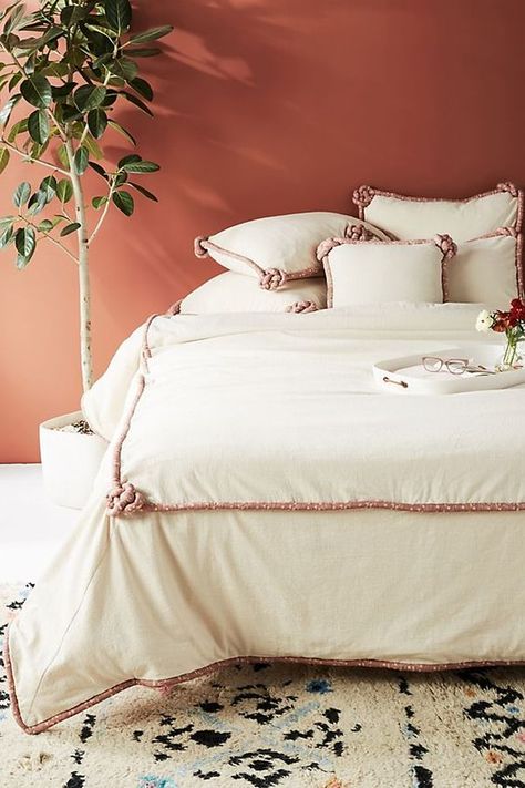 Crushing on Terracotta- design addict mom Terracotta Interiors, Terracotta Bedroom, Shabby Chic Interior Design, Orange Bedroom, Cheap Bedding, Chic Kitchen, Shabby Chic Kitchen, Bed Sets, Chic Bedroom