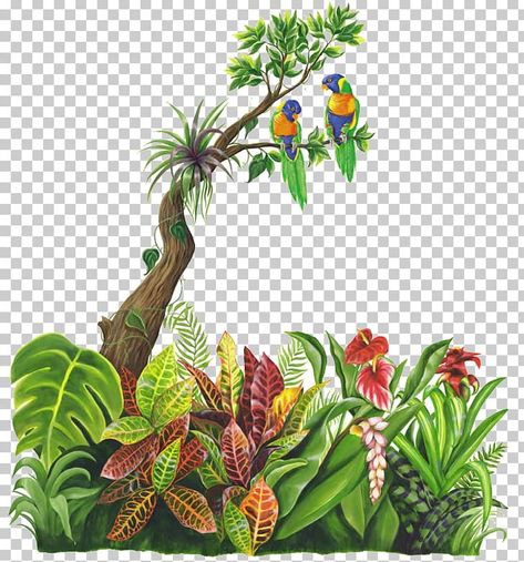 Child Drawing, Tree Photoshop, Psd Free Photoshop, Green Birds, Jungle Mural, Jungle Tree, Forest Drawing, Landscape Design Drawings, Pond Painting