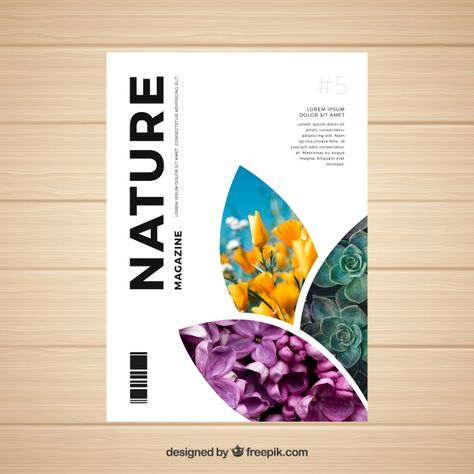 Nature magazine cover template with photo Free Vector Nature Magazine Cover, Nature Magazine, Magazine Cover Ideas, Magazine Design Cover, Magazine Cover Template, Poster Graphic Design, Book And Magazine Design, Buch Design, Graphic Design Brochure