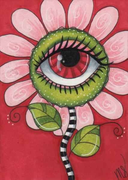 #166 eyeball flower $3.00 Eyeball Flower, Dilly Beans, Eyeball Art, Arte Indie, Psychadelic Art, Indie Drawings, Trippy Painting, Hippie Painting, Indie Art