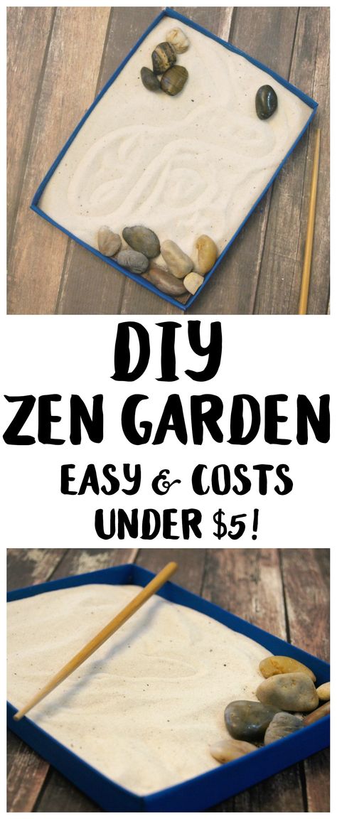 Zen gardens are beautiful places for meditation and to get new ideas- but not everyone has room in their backyard for a dedicated zen zone {not to mention the weather isn’t always cooperative!} Bring the zen garden indoors with this super easy upcycled craft idea! Make a miniature desktop DIY sand Zen Garden using mostly materials you have at home {this craft costs under $5 to make!} This project can even function as home décor and even as a fidget tool. Jardin Zen Miniature, Sand Zen Garden, Tabletop Zen Garden, Colored Sand Art, Indoor Zen Garden, Desktop Zen Garden, Gardening Design Diy, Miniature Zen Garden, Japanese Rock Garden