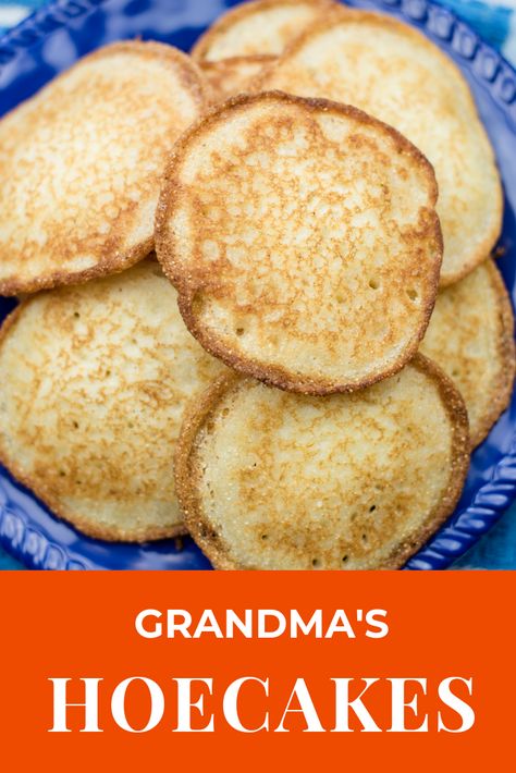 These 2-ingredient hoecakes are just like grandma used to make. They are so crispy and delicious! #Hoecakes #FriedCornbread #GrandmasHoecakes #AnAlliEvent Corn Pones Recipes, Cornmeal Hoecakes, Hoecake Recipe, Cornmeal Cakes, Italian Christmas Eve, Cornbread Fritters, Johnny Cakes Recipe, Feast Of The Seven Fishes, Fried Cornbread