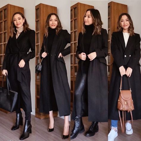 5 Ways to Style Straight Leg Jeans - LIFE WITH JAZZ Black Wool Coat Outfit, Long Black Coat Outfit, Life With Jazz, Wool Coat Outfit, Coat Outfit Ideas, Black Coat Outfit, Long Coat Outfit, Outfit Ideas Black, Raincoat Outfit