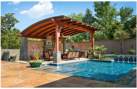 Southwest Fence & Deck Outdoor Seating and Fireplace Cabana Poolside, Pool Cabana Ideas, Cabana Ideas, Outdoor Pool Decor, Cabana Design, Pool Pergola, Kolam Air, Pool Inspiration, Gazebo Ideas