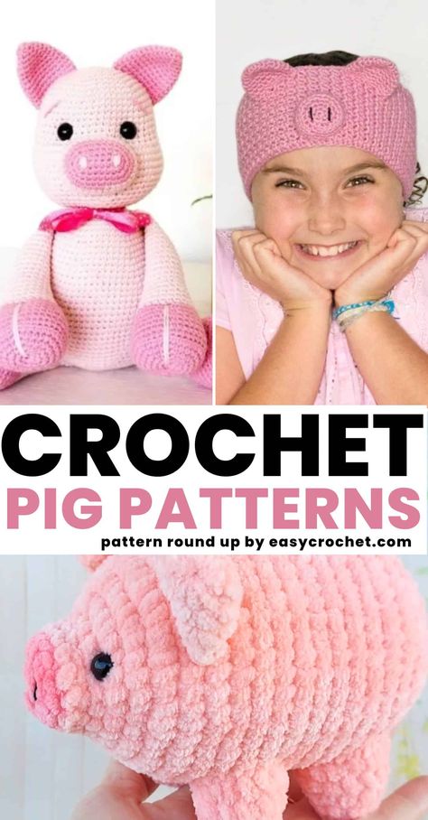 Pig Pattern, Crochet Pig, Patron Crochet, Crocheted Toys, Crochet Bee, Crochet Gratis, Crochet Amigurumi Free Patterns, Crochet Things, Crochet Amigurumi Free