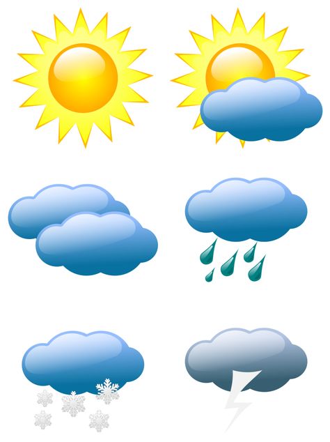 Weather Symbols Icons Clip Art Weather Poem, Aktiviti Tadika, Weather Clipart, Weather Song, Organizator Grafic, Weather Words, Weather Chart, Weather Unit, Weather Symbols