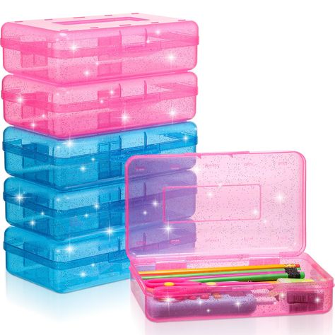 PRICES MAY VARY. Large Capacity: measuring about 8.1 x 4.8 x 2.3 inches/ 20.5 x 12 x 6 cm; Enough space for neatly storing pens, pencils, small note pads, crayons, sticky notes, scissors, markers, and more; Our large capacity plastic pencil boxes make suitable containers for your writing utensils and other school or office supplies Quality Material: this glitter translucent pencil box is made from a durable and lightweight plastic material that stands up to everyday use and offers long lasting r Plastic Pencil Box, Writing Utensils, Note Pads, Desk Supplies, Pencil Box, Pencil Boxes, Pens Pencils, Supplies Organization, Work Space Organization