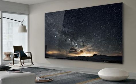 Samsung Expands 8K, MicroLED, Big-Screen TV Options | Sound & Vision Big Tv Wall, Screened Porch Decorating, Tv Options, Tv Entertainment Centers, Big Screen Tv, Big Tv, Most Beautiful Wallpaper, Tv Wall Design, Tv Decor