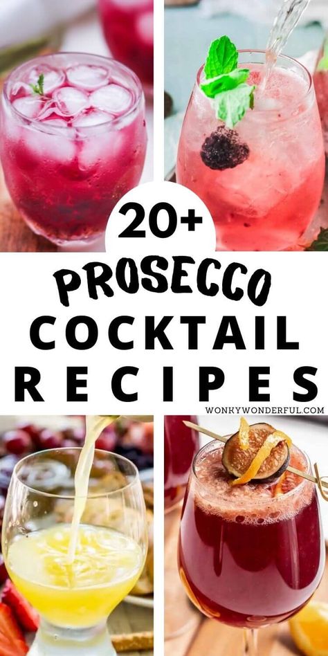 Prosecco Cocktails Easy, Light Summer Drinks, Cocktail Prosecco, Prosecco Cocktail Recipes, Bubbly Drinks, Prosecco Drinks, Cocktails Easy, Sparkling Wine Cocktails, Champagne Drinks