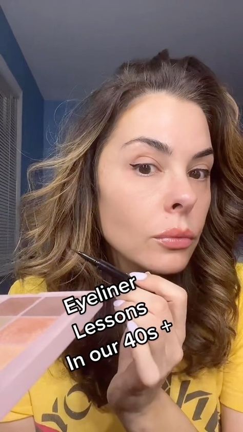 Erica Taylor on Instagram: "MY EYELINER BOOTCAMP! #liquideyeliner #cateye #liftedeyemakeup #eyelinerbootcamp #beautytips #makeupover40 #over40makeuptips #over40beauty" Eyeliner Over 40 For Women, Bottom Eyeliner, Erica Taylor, Eyeshadow For Hooded Eyes, Under Eye Makeup, Makeup Over 40, Makeup Tips For Older Women, Makeup For Older Women, Beginners Eye Makeup