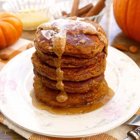 Paleo Pumpkin Pancakes (Gluten-Free) - Perchance to Cook Paleo Pancake Recipe, Paleo Pumpkin Pancakes, Pancake Griddle, Paleo Pancakes, Healthy Pancakes, Paleo Pumpkin, Peanut Butter Cake, Pumpkin Pancakes, Pancakes Healthy