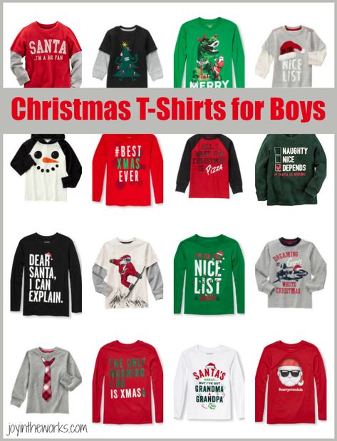 Check out the best Christmas t-shirts for boys from Gymboree, Carters, The Children's Place and more! Boys Christmas Shirts, Christmas Shirts For Boys, Christmas Shirt Ideas, Kids Christmas T Shirts, Sports Fashion Design, Boys Christmas Shirt, Santa's Nice List, Christmas Program, Christmas Shirts For Kids