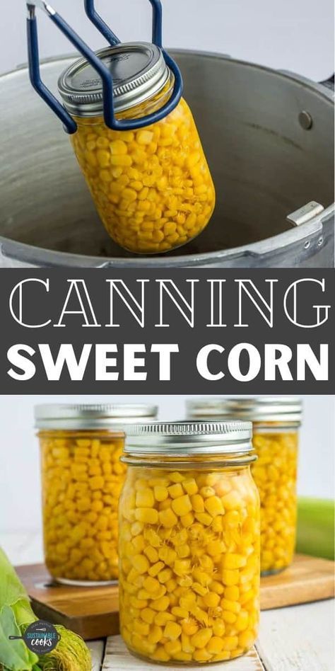 Learn all about safely Canning Corn in a pressure canner. You’ll love having jars of canned sweet corn to extend the taste of summer all year long. Canning Corn, Can Corn, Herb Drying, Canning Salt, Easy Canning, Canning Peaches, Pressure Canning Recipes, Canning Sweet Corn, Home Canning Recipes