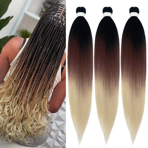 PRICES MAY VARY. 【Ombre Braiding Hair Pre Stretched】Black Brwon Blonde Ombre Braiding Hair is Very Easy to Braid, Amazing Hypoallergenic Prestressed Braiding Hair Saves Prep Time and Achieves a Natural Finished Style. 【Braids Hair Extensions】1B/4/27 Color Braiding Hair Made with Soft Yaki Txtutre Fibers Hair for Braiding, It's Not Quite as Fluffy as General Box Braiding Hair, More Lightweight and Easy to Separate, Comfortable to Wear. 【Long Braiding Hair】Knotless Braiding Hair Ombre Folded 26 in Hair Extensions For Braids, Wavy Hair With Braid, Brown Blonde Ombre, Ombre Braiding Hair, Style Braids, Colored Weave, Ombre Braid, Braiding Hair Extensions, Ombre Hair Extensions