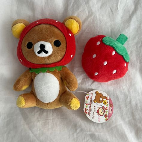 Rikkuma Plushie, Rilakkuma Valentines Day, Rilakkuma Merch, Strawberry Rilakkuma, Korilakkuma Plushie, Rilakkuma Keychain, Rilakkuma Aesthetic, Rilakkuma Strawberry, Aesthetic Plush