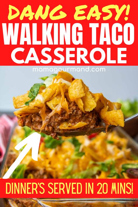 The Best Walking Taco Casserole, Dorito Walking Taco, Taco Casserole Fritos, Taco Hotdish With Doritos, Meals With Fritos, Walking Taco Casserole Recipes, Walking Taco Bake Casserole, Frito Bake Casserole, Taco Casserole Bake With Fritos