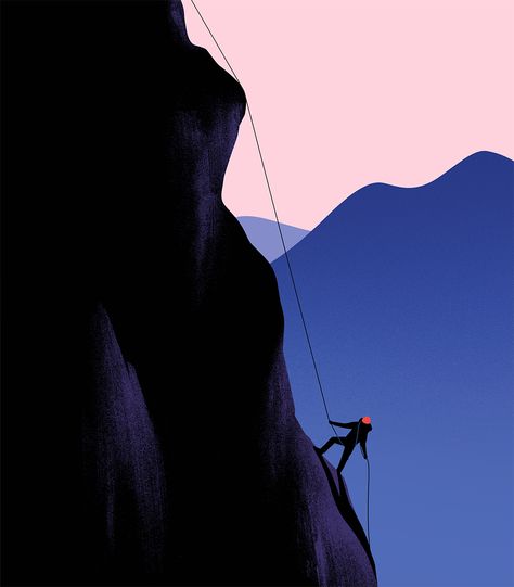 Thomas Danthony, Climbing Art, Gig Poster, Rock Climbers, Paper Illustration, Landscape Illustration, French Artists, Rock Climbing, Very Happy