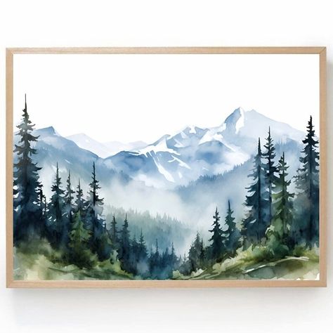 North Carolina Mountain Art Print Pine Trees Watercolor Painting Mount Mitchell State Park Evergreen Forest Poster Misty Minimalist Wall Art - Etsy Ирландия Trees Watercolor Painting, Landscape Watercolour, Trees Watercolor, Tree Watercolor Painting, Panoramic Wall Art, Mountain Art Print, Watercolor Art Paintings, Evergreen Forest, Mountain Forest