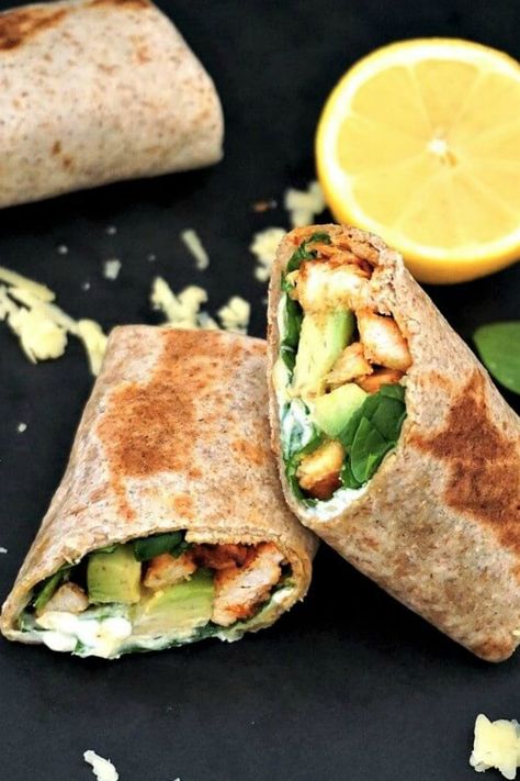 Low Sugar Lunches, Sugar Free Lunch Ideas, Chicken Avocado Wrap, Grilled Chicken Avocado, Chicken Recipes Easy Quick, Healthy Grilled, Avocado Wrap, Easy Chicken Recipe, Spinach Wraps