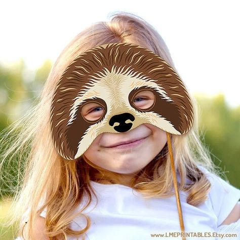 Sloth Mask Printable Costume Animal Masks Party Booth Prop | Etsy