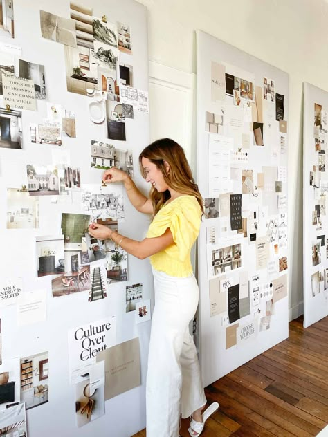 This is the really easy way we created life-size Pinterest boards in our office. Super easy and budget friendly! Pin Board Ideas Room Decor, Diy Pin Board, Photographers Office, Pin Board Ideas, Apartment Hacks Organizing, Small Office Decor, Small Apartment Balcony Ideas, Materials Board Interior Design, Sophia Lee