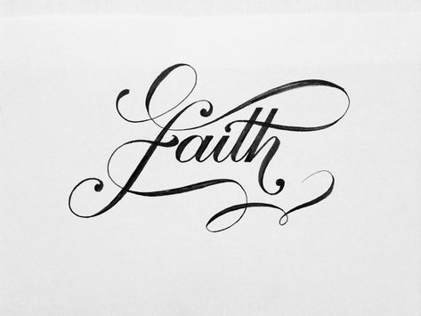 Faith by Abi | #typography #lettering #logo #logotype #branding #calligraphy #writing Faith In Cursive Tattoo, Faith Fonts Tattoo, Faith Script Tattoo, Faith Word Tattoo, Faith In Cursive, Tattoo Learning, Faith Tattoo Designs, Drawing Typography, Calligraphy Tattoo Fonts