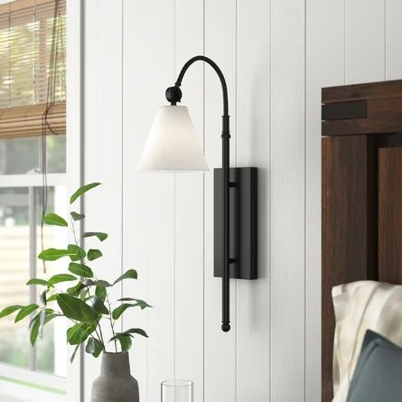 Bedroom Sconces Bedside, Farmhouse Sconces, Bedside Sconces, Black Sconces, Metal Fabric, Wall Sconces Bedroom, Sconces Bedroom, Wayfair Furniture, Bedside Lighting