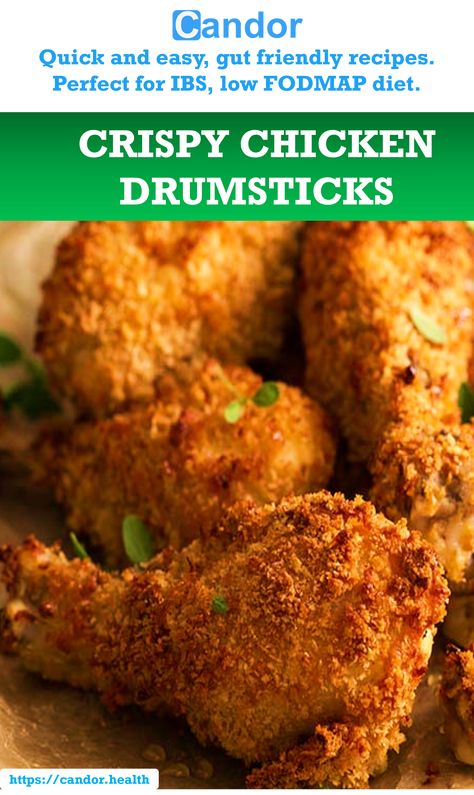 crumbed crispy juicy chicken drumsticks perfect for low fodmap or ibs diet Baked Fried Chicken Drumsticks, Low Fodmap Chicken Drumsticks, Best Way To Make Chicken Drumsticks, Crispy Oven Drumsticks, How To Make Drumsticks In The Oven, Oven Baked Drumsticks Crispy, Crispy Oven Baked Chicken Drumsticks, Crumbed Chicken Recipes, Baked Drumstick Recipe