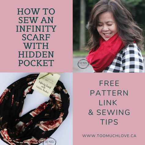 How to Sew an Infinity Scarf | Sewing Pattern Review - Too Much Love Infinity Scarf Sewing, Scarf Sewing, Scarf Sewing Pattern, Scarf Wearing, Scarf Display, Too Much Love, Always Cold, How To Sew, Sewing Hacks