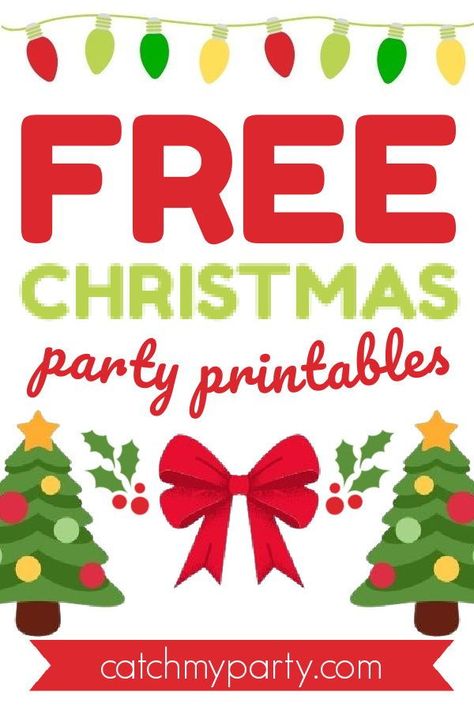 Download our FREE Christmas party printables! See more party ideas and share yours at CatchMyParty.com #catchmyparty #partyideas #christmas #christmaspartydecorations #christmaspartyprintables #freeprintables Christmas Party Free Printables, Ugly Christmas Sweater Printables Free, Christmas Party Signs, Christmas Party Invitations Ideas, Free Printable Christmas Party Invitations, Christmas Party Images, Christmas Party Sign, Christmas Party Invitations Free, Christmas Party Printables