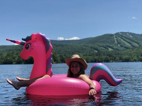 Unicorn Floaties, Unicorn Float, Flamingo Float, Summer Skies, Swimming Ring, Summer Sky, Pink Unicorn, White Clouds, Pool Float