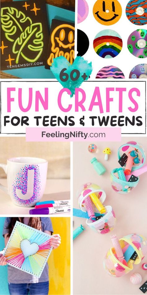 60+ Fun Craft Ideas for Teens and Tweens that Spark Creativity Diy Crafts For Middle Schoolers, Crafts For Teen Girls To Make, Crafts For 11-13, Summer Camp Crafts For Kids Diy Projects, Slumber Party Crafts For Kids, Preteen Crafts Easy, Middle School Arts And Crafts Projects, Dt Projects For Kids, Notebook Craft Ideas