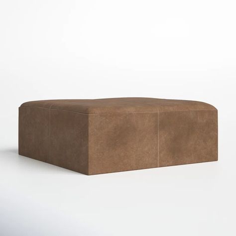 Joss & Main Marais Leather Ottoman & Reviews | Wayfair Large Leather Ottoman, Tile Rug, Curtain Hardware, Cocktail Ottoman, Ottoman In Living Room, Ottoman Table, Leather Ottoman, Front Room, Polyurethane Foam