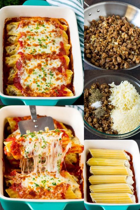 Essen, Meat Manicotti Recipe, Sausage Manicotti Recipe, Meat Manicotti, Easy Manicotti Recipe, Baked Manicotti, Manicotti Recipe, Meat Sauce Recipes, Italian Sausage Recipes