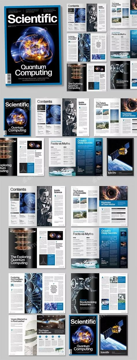 Science Magazine Template, Print Templates | GraphicRiver Education Magazine Layout, Tech Magazine Layout, Science Magazine Design, Science Magazine Layout, Science Magazine Cover, Science Template, Contents Page Design, Scientific Magazine, Newsletter Design Templates