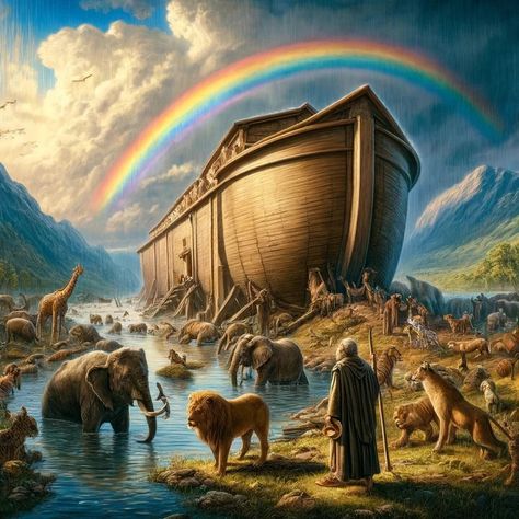 Search Noah’s Ark Art, Noah's Ark Rainbow, Noah Bible, Noah And The Ark, Jewish Artwork, Jesus Crist, Jesus Background, Noah Ark, Biblical Stories