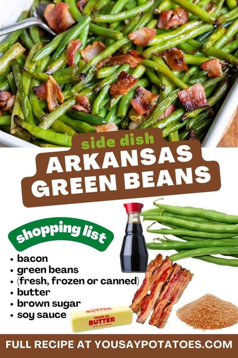 Green Beans From A Can Recipes, What To Do With Canned Green Beans, Bacon Green Beans Recipe, French Green Bean Recipes, Arkansas Green Beans, Frozen Green Bean Recipes, Canned Green Bean Recipes, Green Bean Side Dish Recipes, Sweet Green Beans