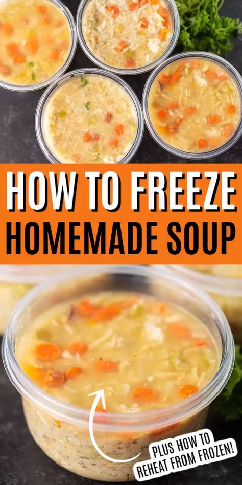 Learn how to freeze soup and stews to help you save time and money. You are going to love how to freeze soup portions to make an easy freezer meal that you can heat up in no time for your family. Check out all the tips to freeze soup individually and this tips works for beans too! #eatingonadime #howtofreezesoup #freezertips Chicken Noodle Soup To Freeze, Freezing Soup In Bags, How To Freeze Chicken Noodle Soup, Soups To Make And Freeze, Things You Can Freeze, Freezing Soup Best Way To, Freezer Soups And Stews, Freezer Chicken Soup, Soup Freezer Storage