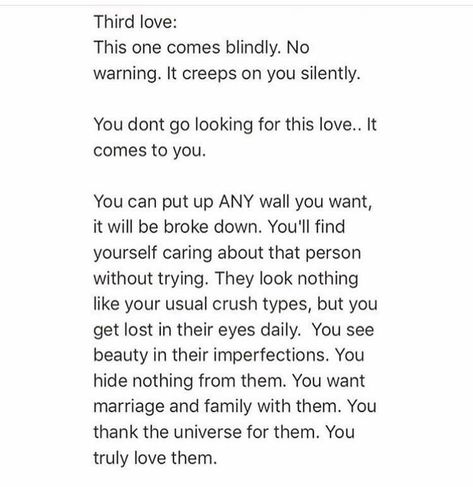 3/3 third love.. we fall in love with 3 people in our lifetime, each one for a specific reason.. Quotes With Boyfriend, 3 Types Of Love, Three Types Of Love, Good Heart Quotes, Lifetime Quotes, Enough Is Enough Quotes, Falling In Love Quotes, Soulmate Quotes, With Boyfriend