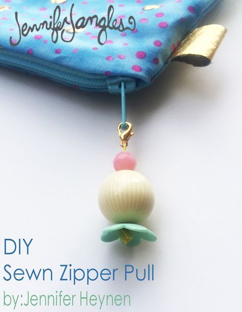 Jennifer Jangles Blog: DIY Sewn Zipper Pulls Zipper Pulls Diy, Jennifer Jangles, Diy Leather Tote, Sew Zipper, Sewing Furniture, Diy Buttons, Diy Handbag, Craft Supply, Crafty Diy