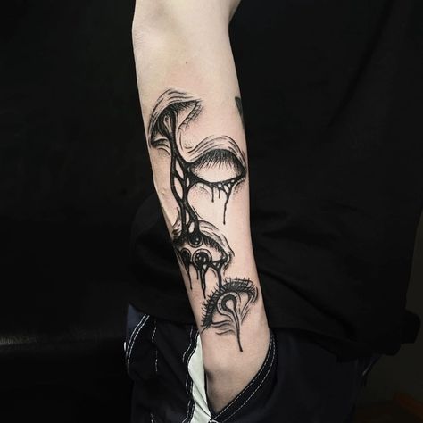 #CoolTattoos #TattooArt #InkMaster #TattooDesigns #InkedUp #TattooLovers #InkInspiration #TattooIdeas #CreativeInk #TattooStyle Goth Sleeve Tattoo, Trippy Tattoo, Lower Arm Tattoos, Eyeball Tattoo, Feminine Skull Tattoos, Optical Illusion Tattoo, Feminine Tattoo Sleeves, Wicked Tattoos, Geek Tattoo