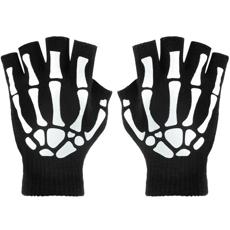 PRICES MAY VARY. Polyester Imported Package contents: the package includes 3 pairs skeleton fingerless gloves, come with black and white color, wonderful for your Halloween cosplay Quality material: the skeleton hand gloves are made of polyester material, comfortable and warm knit skeleton fingerless gloves Luminous gloves: the fingerless skull gloves can glow in the night and dark, they are especially fun at night or when the lights are out Winter gloves: brave the cold weather in this coming w Skeleton Gloves, Gloves Fingerless, Warmest Winter Gloves, Hand Gloves, Fingerless Gloves Knitted, Adult Halloween Costumes, Halloween Skeletons, Knitted Gloves, Halloween Costumes For Kids