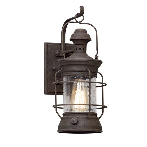 Atkins Wall Lantern Small by Troy Lighting Brick Fireplaces, Rustic Light, Vintage Wall Sconces, Troy Lighting, Outdoor Sconces, House Things, Antique Hardware, Outdoor Wall Lantern, Wall Lantern