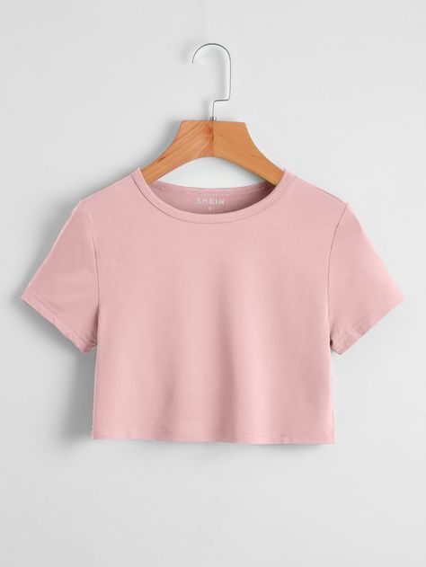 Pink Crop Top Outfit, Baby Pink T Shirt, Baby Pink Crop Top, Crop Top Outfits Summer, Baby Pink Top, Blusas Crop Top, Light Pink Crop Top, Rosé Outfit, Light Pink Shirt