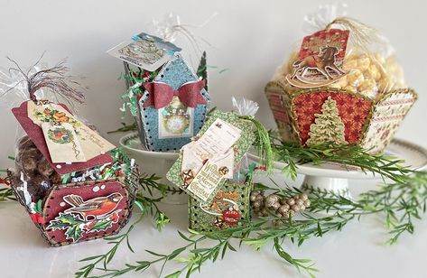 All Wrapped Up for the Holidays with Cathe Holden’s Christmas Flea Market Finds Cathe Holden, Christmas Velvet, Nuvo Crystal Drops, Spellbinders Dies, Handmade Logo, Christmas Sentiments, Christmas Baskets, Flea Market Finds, Handmade Christmas Gifts