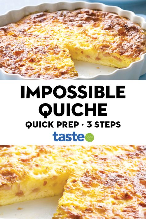 Quiche Dinner, Impossible Quiche, Quiche Recipes Crustless, Ham And Cheese Quiche, Quiche Recipes Easy, Cheese Quiche, Slices Recipes, Quiche Recipes, Breakfast Brunch Recipes