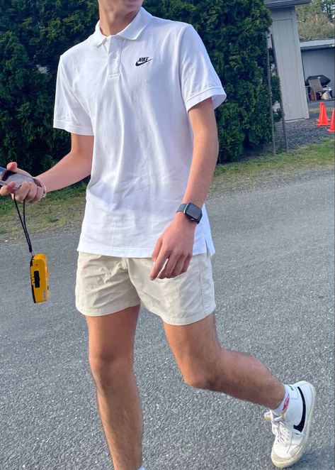 Polo Shirts And Shorts Men, Man Outfit Polo Shirt, Polo Guy Aesthetic, Men Outfits Polo Shirts, Polo Shirt Man Outfit, Nike Summer Outfits Men, Man In Polo Shirt, Polo For Men Outfit, Nike Polo Shirt Outfit Men