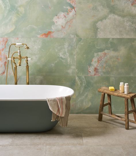 Bathroom trends – 18 inspiring styles for fresh new look | Livingetc | Latest Modern Bathroom Designs, Modern Bathroom Trends, Polished Porcelain Tiles, Brick Tiles, Big Bathrooms, Bathroom Trends, Bathroom Wall Tile, Interior Modern, Green Bathroom